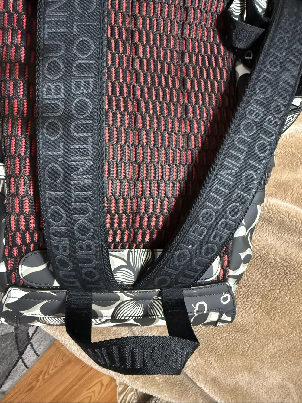 Christian Louboutin Floral Print Backpack - Black & White